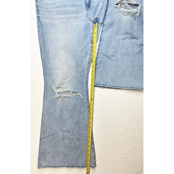 American Eagle Lowrise Flare Jean 20 Next Level Stretch Denim Distressed NEW - Picture 11 of 12